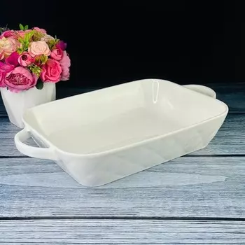 Блюдо для запекания Lenardi Bianco, прямоугольное, фарфор, длина 35.5 см