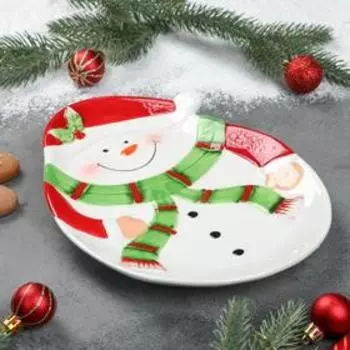 Блюдо Доляна «Снеговик», 24,4×18,2×2,4 см