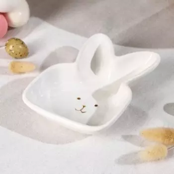 Блюдо Доляна «Зайка в золотом», 16.5123.5 см, белое