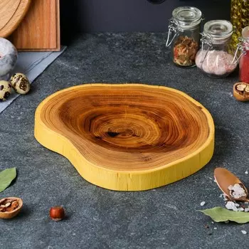 Блюдо-доска, спил для подачи "Олива", 25-30 х 15х20 см, массив оливы, микс