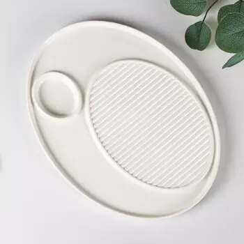 Блюдо с соусником Доляна, 3022.5 см, фарфор, белое