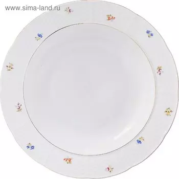 Блюдо глубокое Natalie, декор «Мелкие цветы, отводка золото», 31 см