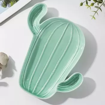 Блюдо керамическое «Кактус», 20,5212 см, цвет зелёный