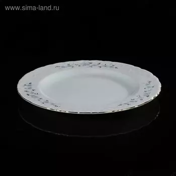 Блюдо круглое Rococo, голубые цветы, отводка золото, 32 см