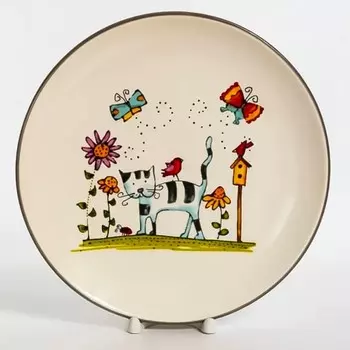 Блюдо круглое Elrington «Полосатый кот», 24 см