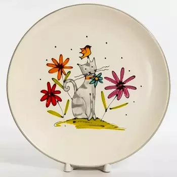 Блюдо круглое Elrington «Серый кот», 24 см