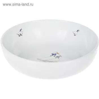 Блюдо круглое глубокое Bernadotte, декор «Гуси», 28 см