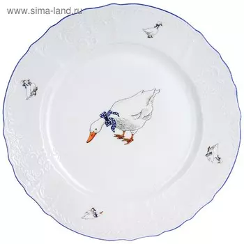 Блюдо круглое мелкое Bernadotte, декор «Гуси», 32 см