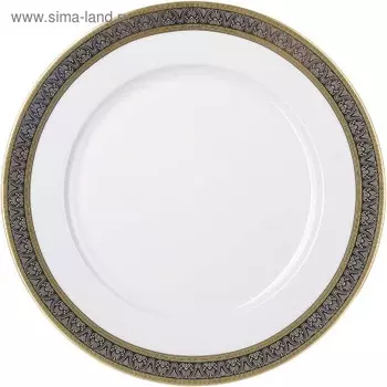 Блюдо круглое мелкое Opal, декор «Широкий кант платина, золото» 30 см