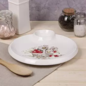 Блюдо круглое с соусником Доляна «Ромашки», 22,5×20×2 см