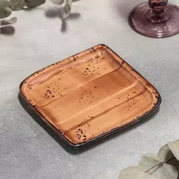 Блюдо фарфоровое квадратное «Винтаж», 14,514,5 см, цвет коричневый