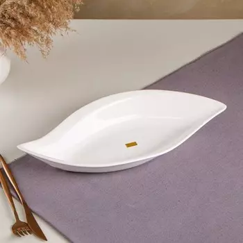 Блюдо "Лодочка", белое, керамика, 38х18х6, 1 л, 1 сорт, Иран