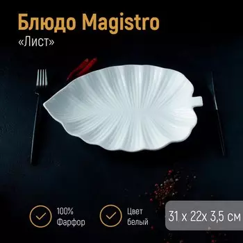 Блюдо Magistro «Лист Бланш», 31223.5 см, фарфор, белое
