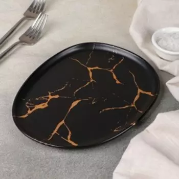 Блюдо «Марбл», 21×16,7 см, цвет чёрный