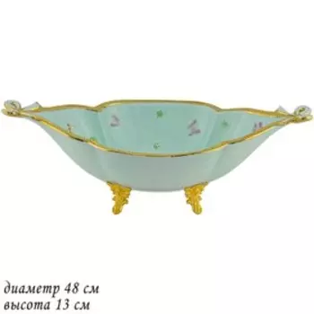 Блюдо Lenardi «Бабочки», на ножках, длина 48 см, цвет ментоловый