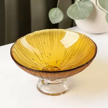 Ваза стеклянная для фруктов «Фейверк», 350 мл, 157,5 см, цвет янтарный