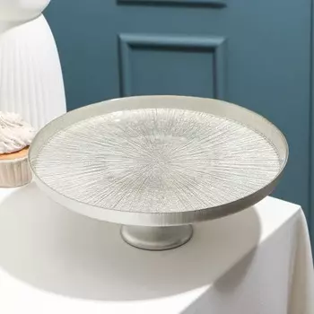 Блюдо на ножке «Кувшинка Нимфея», стеклянное, d=28 см