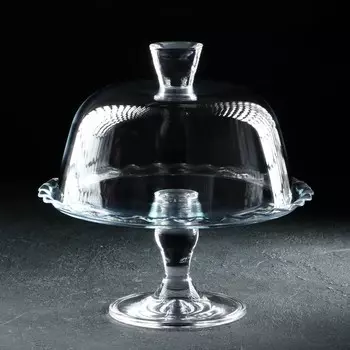 Блюдо Paabahe Patisserie, с крышкой, на ножке, стекло, прозрачное