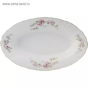 Блюдо овальное Bernadotte, декор «Дикая роза, отводка золото», 24 см