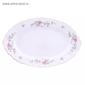 Блюдо овальное Bernadotte, декор «Дикая роза, отводка золото», 34 см