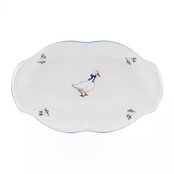 Блюдо овальное Cmielow Kamelia «Гуси», длина 33 см
