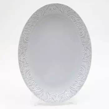 Блюдо овальное Cmielow Quebec «Кружево Koronka», длина 29 см