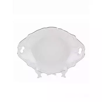 Блюдо овальное Cmielow Rococo «Отводка платина», с ручками, 25 см