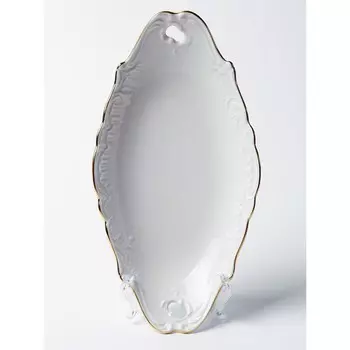 Блюдо овальное Cmielow Rococo «Золотая отводка», с ручками, длина 25 см