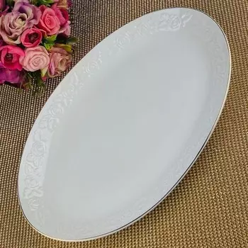 Блюдо овальное Lenardi «Белая Роза», фарфор, длина 32 см