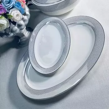 Блюдо овальное Lenardi «Севилья Серебро», длина 35.5 см