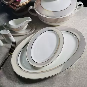 Блюдо овальное Lenardi «Золотая Симфония», костяной фарфор, длина 35.5 см