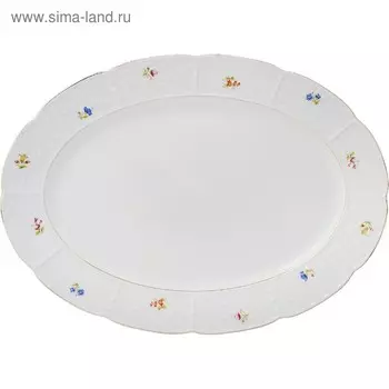 Блюдо овальное Natalie, декор «Мелкие цветы, отводка золото», 36 см