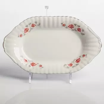 Блюдо овальное «Серая роза» 24 см