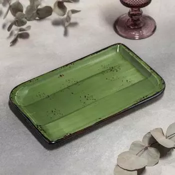 Блюдо прямоугольное «Бризе», 24×15 см, цвет зелёный