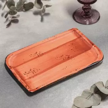 Блюдо фарфоровое прямоугольное «Латерит», 2415 см, цвет оранжевый