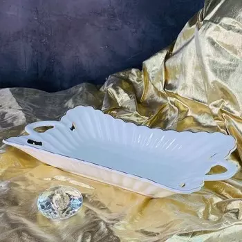 Блюдо прямоугольное Lenardi, с ручками, фарфор, длина 34 см