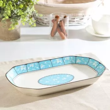 Блюдо прямоугольное «Вдохновение», 29×17×3,7 см, цвет голубой