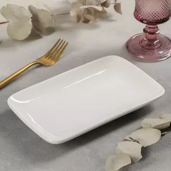 Блюдо Доляна White Label, 20.512.52.6 см, прямоугольное, фарфор, белое