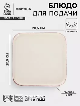 Блюдо сервировочное Доляна «Альпийский крем», 20.52, керамика, бежевое