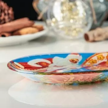 Блюдо новогоднее сервировочное Доляна «Ёлочная игрушка. 5 минут», 18,215,5 см, стекло