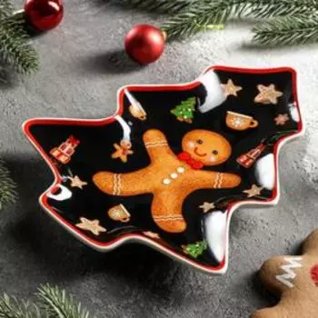 Блюдо сервировочное Доляна «Новый год. Пряничное волшебство», 21×17×2,2 см