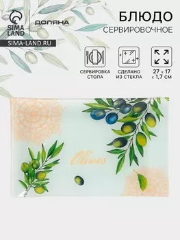 Блюдо сервировочное Доляна «Олива», 27171.7 см, стекло, рисунок