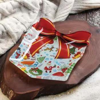 Блюдо сервировочное Доляна «Подарок. С Новым Годом», 15.517.3 см, стекло