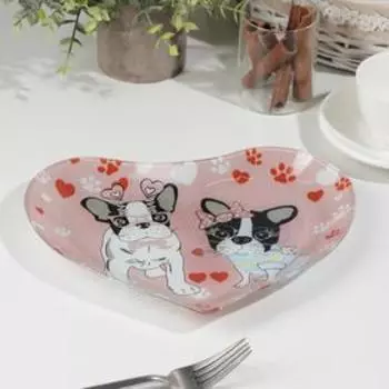 Блюдо сервировочное Доляна «Сердце. Пёсики», 25,5×21,8×2,6 см