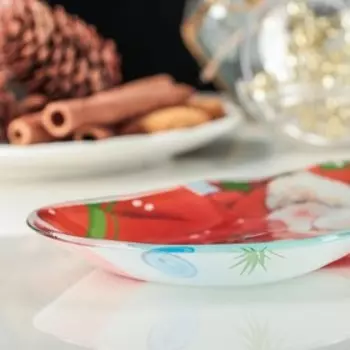 Блюдо сервировочное Доляна «Снеговик-обаяшка», 20.513 см, стекло