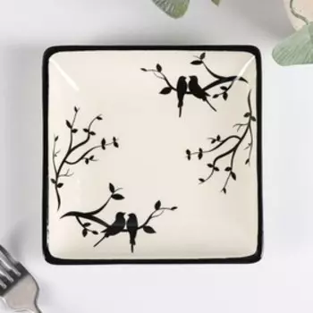 Блюдо сервировочное Доляна «Весенний вечер», 1515 см, белое