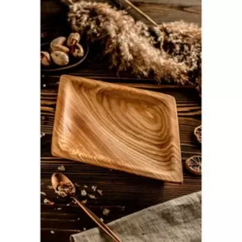 Блюдо сервировочное из массива дуба "Ромб" 31х23х2,5 см коричневая