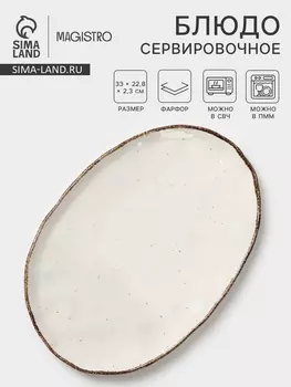 Блюдо сервировочное Magistro Alpine Frost, 3322.82.5 см, овальное, фарфор, белое