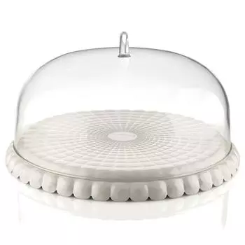 Блюдо сервировочное с крышкой Guzzini Tiffany, d=36 см, цвет молочно-белый
