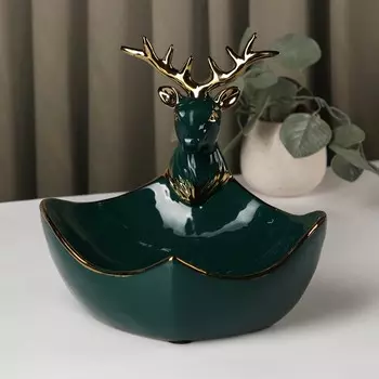 Блюдо сервировочное «Северный олень», 24×22×23,5 см, цвет изумруд